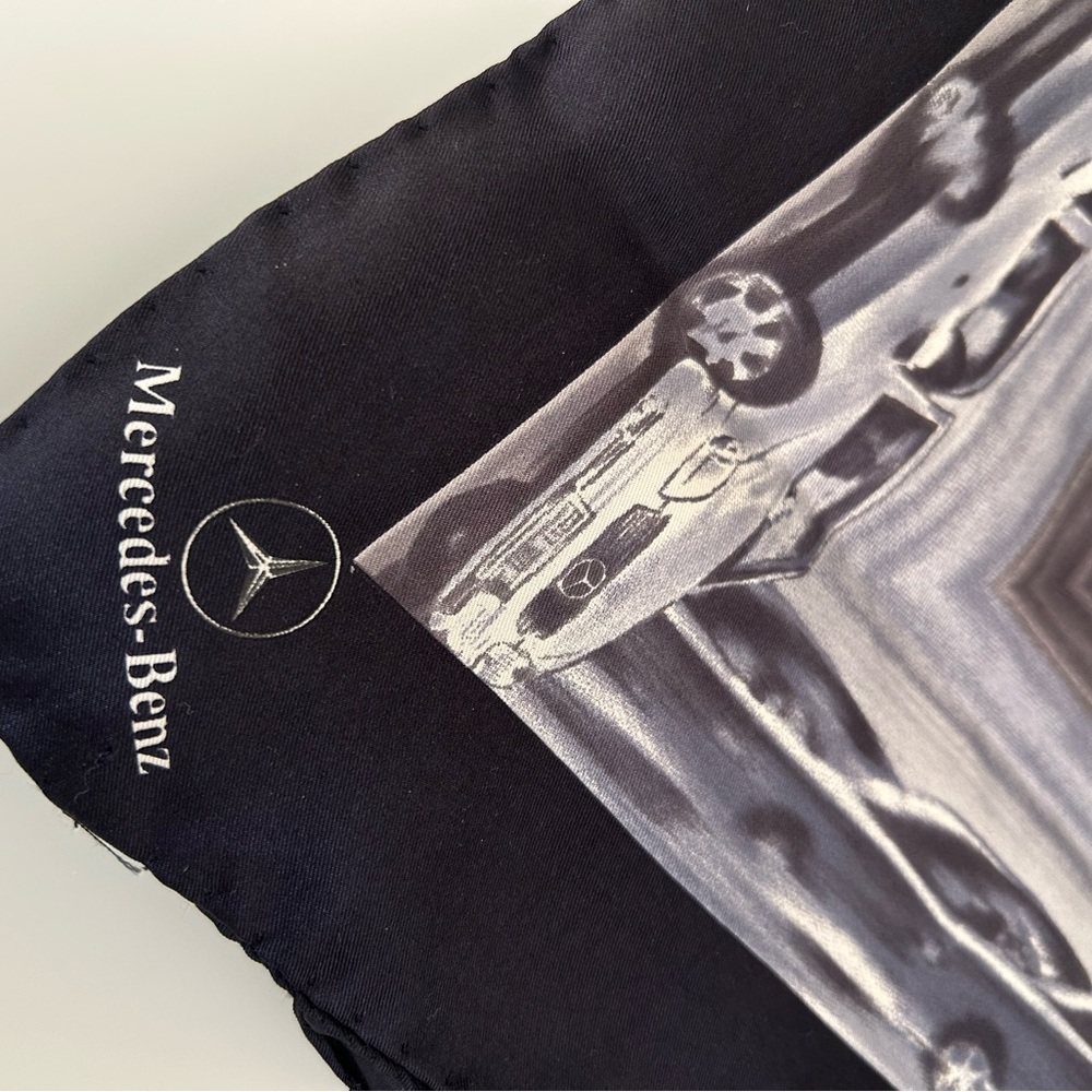 Mercedes-Benz Black and Gray Scarf - 100% Silk. 34x34